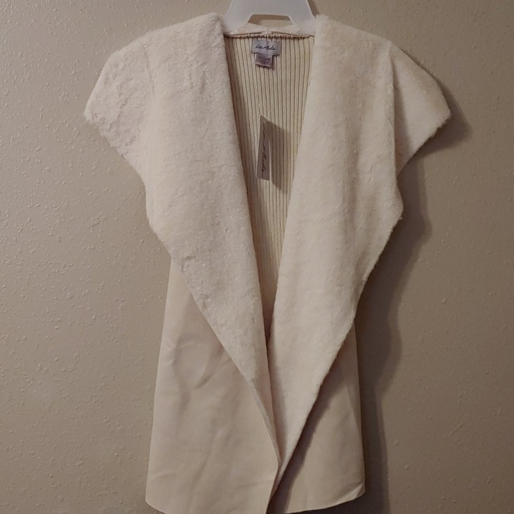 Fleece and faux suede vest